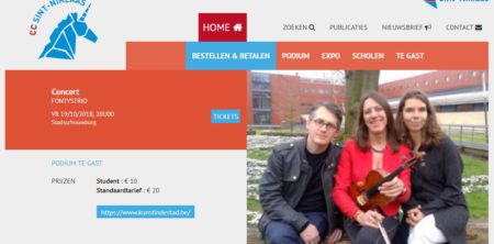 Online Ticketverkoop van Concert Kunst in de stad – Stadsschouwburg 19 oktober 2018 via CC Sint-Niklaas